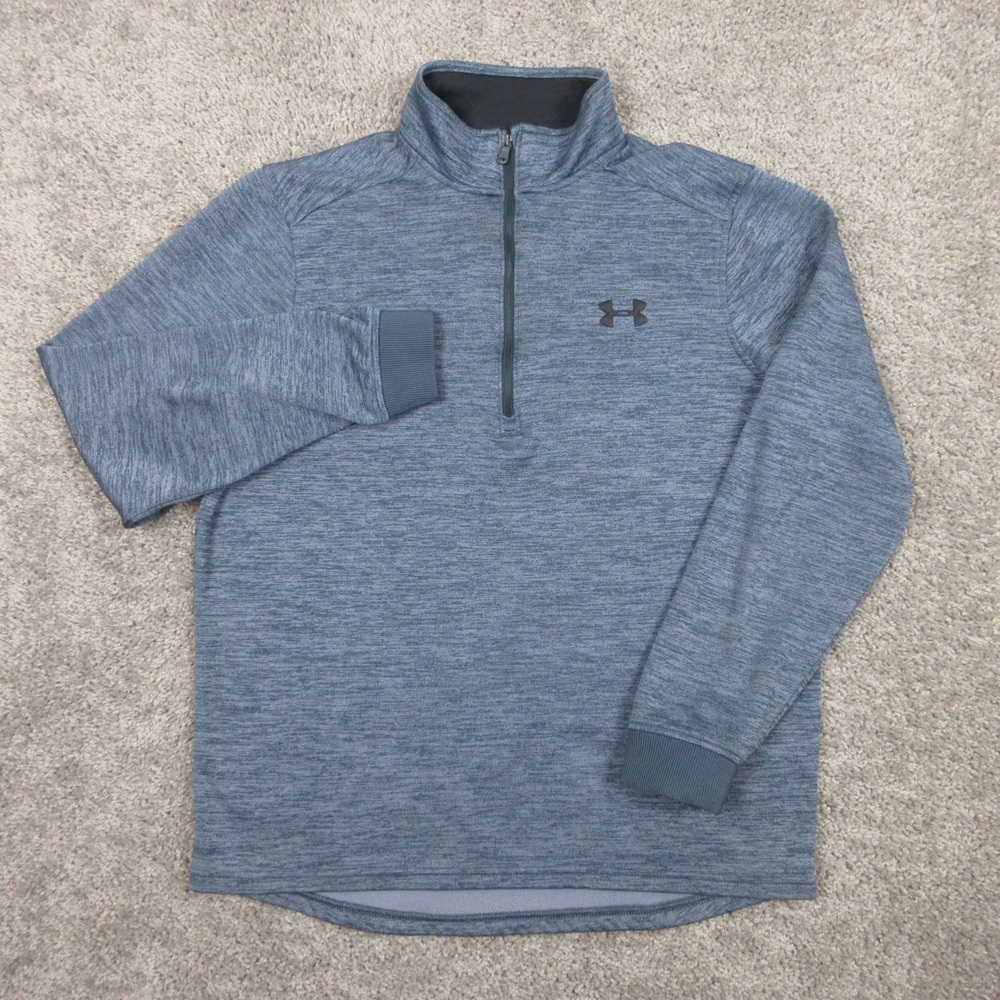 Under Armour Sweater Mens Medium Blue ColdGear Fleece Golf Quarter Zip Pullover